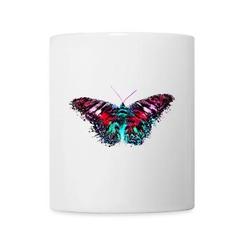 Design coloré couleur papillon rose turquoise - Mug blanc - blanc - Devant