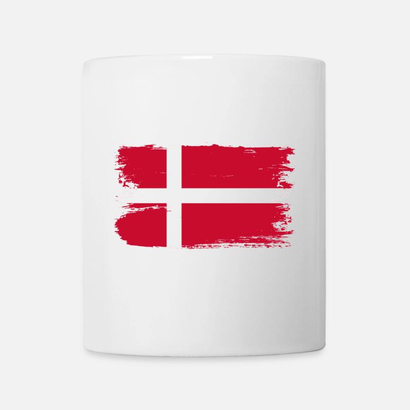 Denmark Flag Grunge Cross Brush - Mug - white