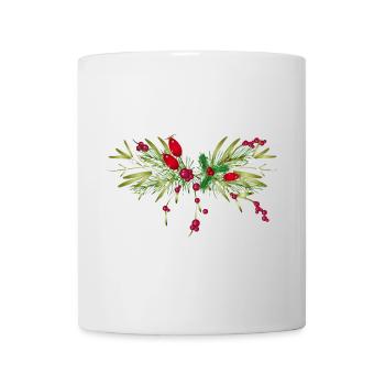 winterliche Zweige Hagebutte,Tanne und Mistel - Tasse - Weiß - Vorne