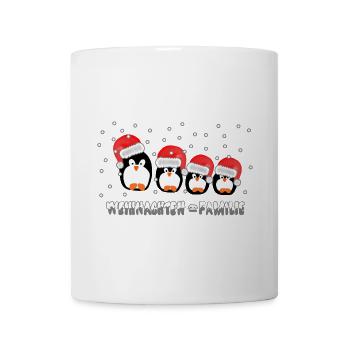 Weihnachten = Familie / X Mas / Pinguine / Schnee - Tasse - Weiß - Vorne