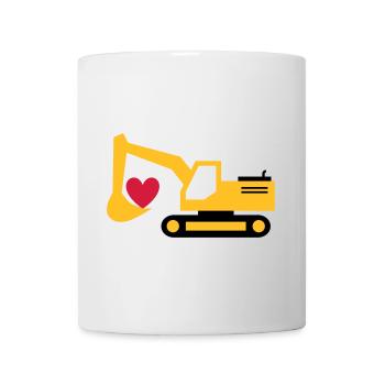 ★ Design colors can be changed ★ Excavator, heart in shovel - Mug - white - Front