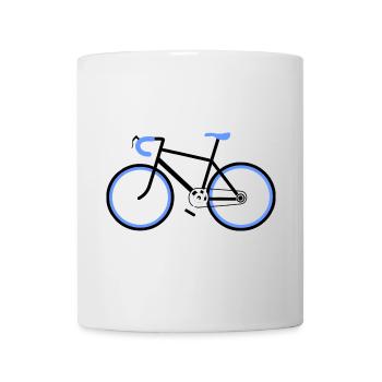 New bike with blue sports steering wheel and sports saddle - Mug - white - Front