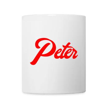 Vintage Red Script Name Peter Design - Mug - white - Front