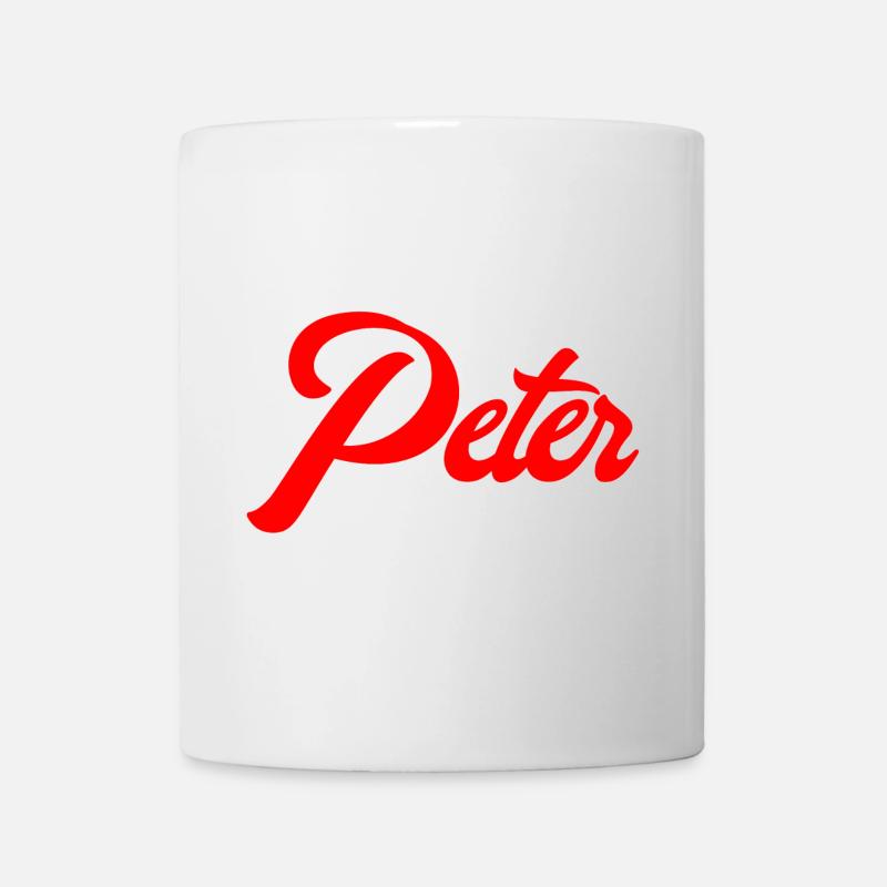 Vintage Red Script Name Peter Design - Mug - white