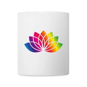 buntes stilisiertes Blüten Symbol - Tasse - Weiß - Vorne