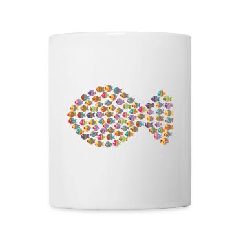 Gros poisson de beaucoup de petits poissons - Mug blanc - blanc - Devant