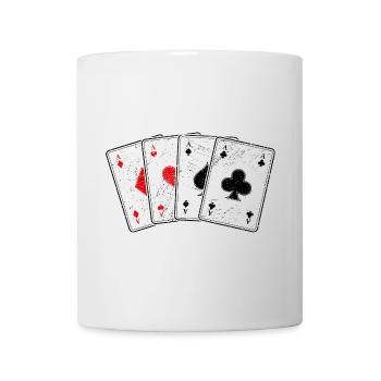 Karo- Herz- Pik- Kreuz-As Kartenspiel Poker Profi - Tasse - Weiß - Vorne