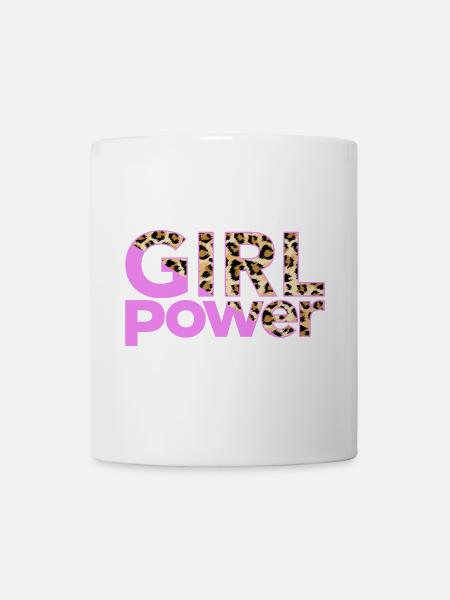 Imprimé léopard Typographie GIRL POWER - Mug blanc - blanc