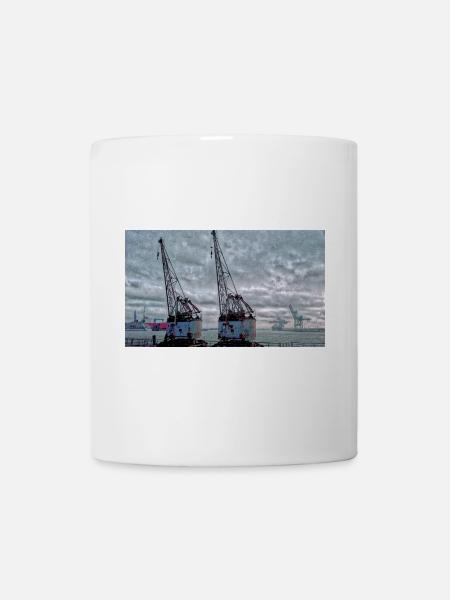 Hamburg Hafen Hafenromantik mit alte rostige Kräne - Tasse - Weiß