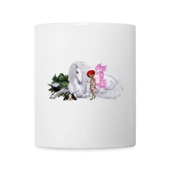 Merveilleuse licorne avec fée - Mug blanc - blanc - Devant