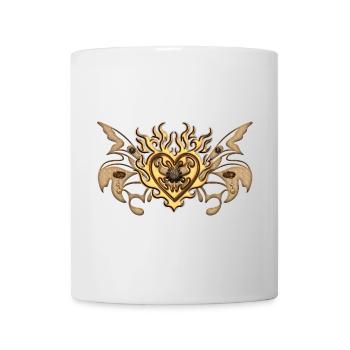 Wunderbare Herz-, Uhren- und Steampun-Zahnräder - Tasse - Weiß - Vorne