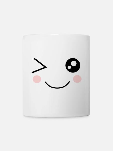 cute Gesicht Kawaii - Tasse - Weiß