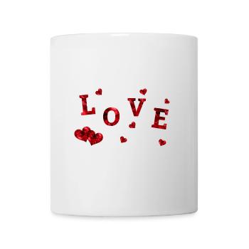 Liebe mit großen und kleinen roten Herzen # - Tasse - Weiß - Vorne