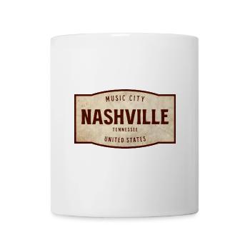 Nashville Vintage Schild – Music City - Tasse - Weiß - Vorne
