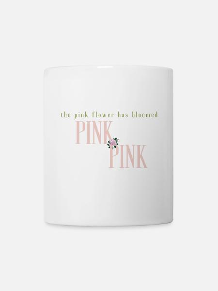Pink Bloom Blumentypografie - Tasse - Weiß