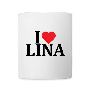 Name T-Shirt I love Lina T-Shirt Geschenkidee - Tasse - Weiß - Vorne