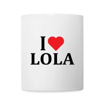 nom t-shirt J’aime Lola t-shirt idée cadeau - Mug blanc - blanc - Devant
