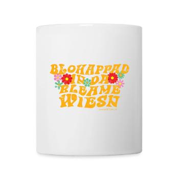blohappad in da Bleamewiesn - barfuß, Blumenwiese - Tasse - Weiß - Vorne