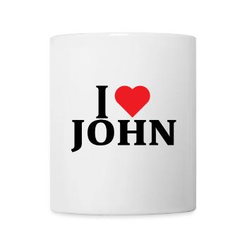 Name T-Shirt I love John T-Shirt Geschenkidee - Tasse - Weiß - Vorne
