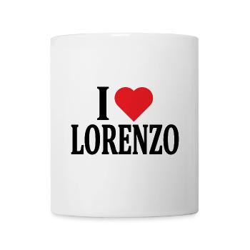 nom du t-shirt J’aime Lorenzo idée cadeau t-shirt - Mug blanc - blanc - Devant