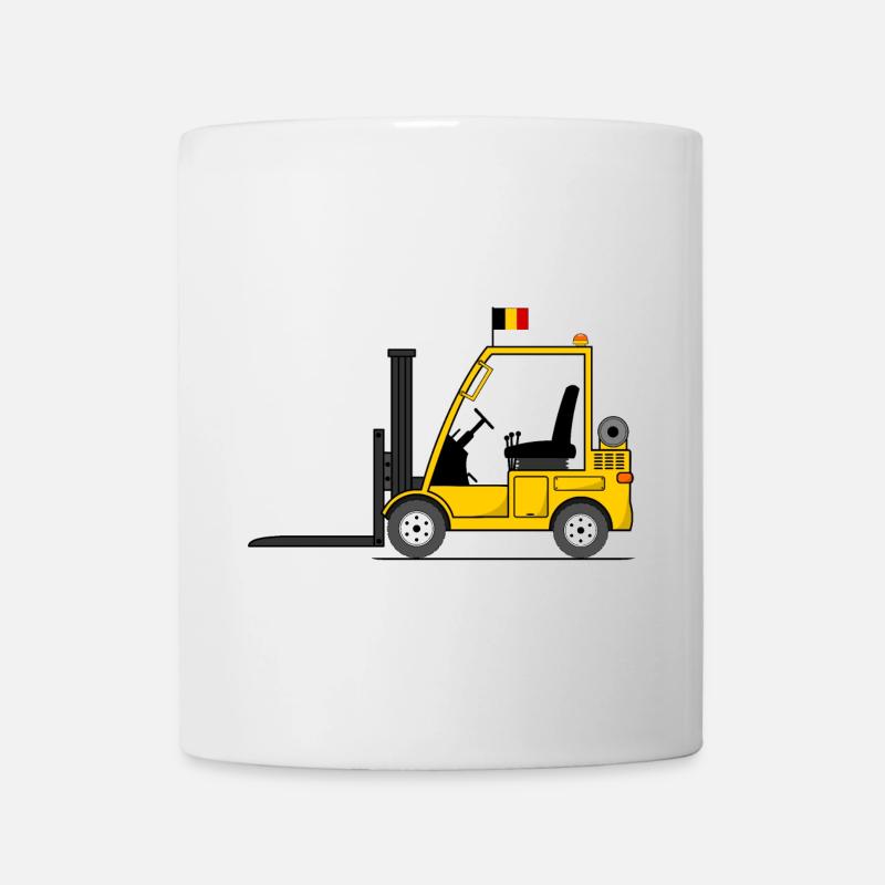 Chariot élévateur drapeau Belgique - Mug blanc - blanc