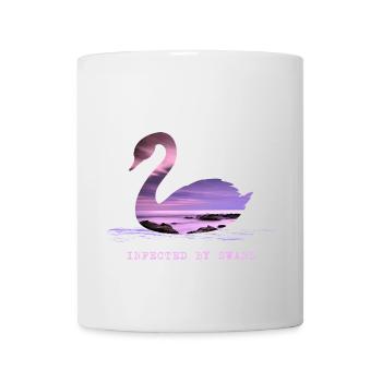 Cygnes cygnes au coucher du soleil Cygne amoureux de l’étang - Mug blanc - blanc - Devant