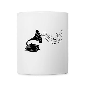 Schwarzes Grammophon und Musik - Tasse - Weiß - Vorne