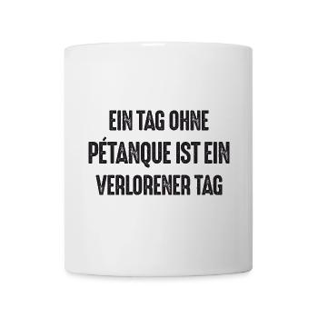 Coffee Petanque Wine Ripeat Spruch für Bouler - Tasse - Weiß - Vorne