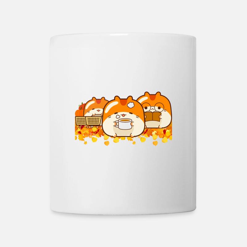 Herbst Hamster süße Kawaii Nagetiere mit Kürbis - Tasse - Weiß