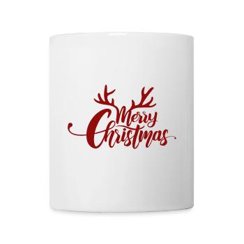 Joyeux Noël - Lettrage avec bois de cerf - Mug blanc - blanc - Devant