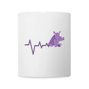 Lila Rhino Herzschlag Design - Tasse - Weiß - Vorne