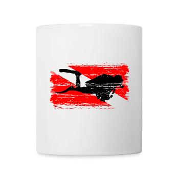 Diving Silhouette on Red Flag - Mug - white - Front