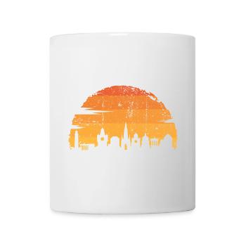Goldener Sonnenuntergang Stadtbild Silhouette - Tasse - Weiß - Vorne
