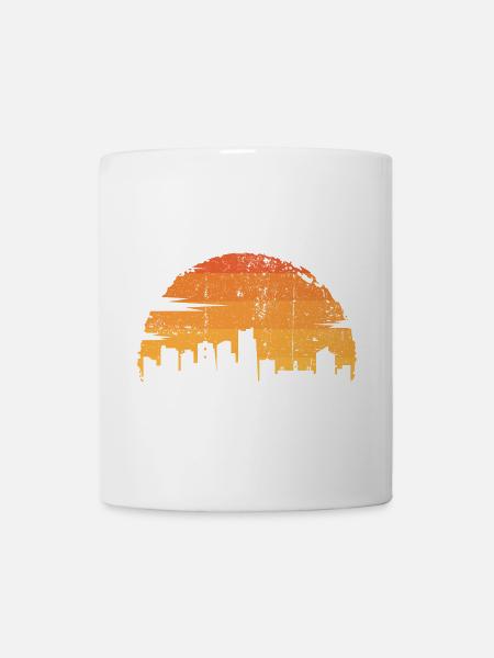 Sonnenuntergang Skyline Silhouette - Tasse - Weiß