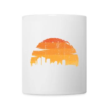 Silhouette de coucher de soleil de ville - Mug blanc - blanc - Devant