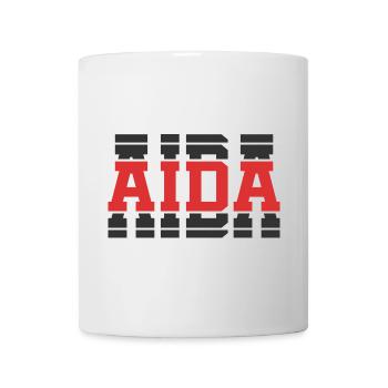 T-Shirt Aida T-Shirt Geschenkidee gestapelter Text - Tasse - Weiß - Vorne