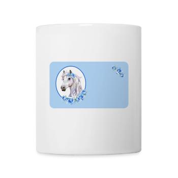 Cheval blanc - Roses bleu clair | Personnalisable - Mug blanc - blanc - Devant