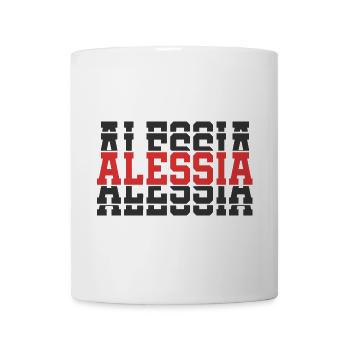 T-Shirt Alessia T-Shirt Geschenkidee gestapelter Text - Tasse - Weiß - Vorne