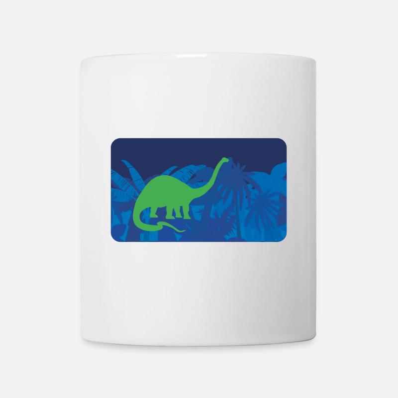 Urwald Dinos Langhals - blau - Tasse - Weiß