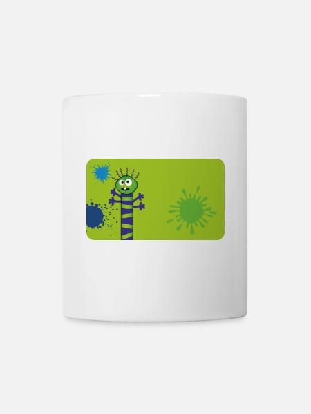 Long Thin Monster & Splashes of Color - Green Blue - Mug - white