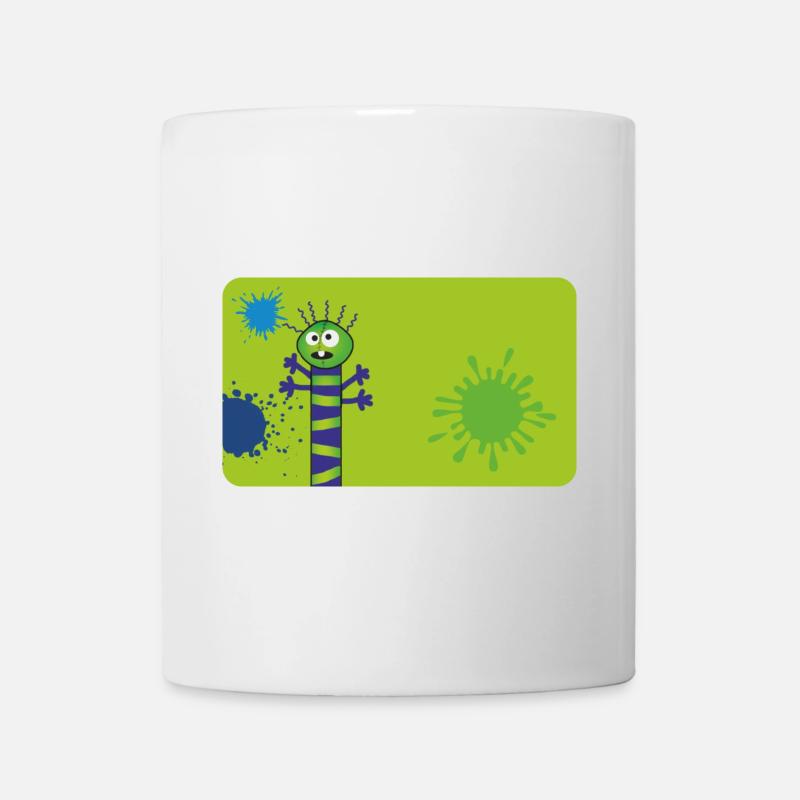 Long Thin Monster & Splashes of Color - Green Blue - Mug - white