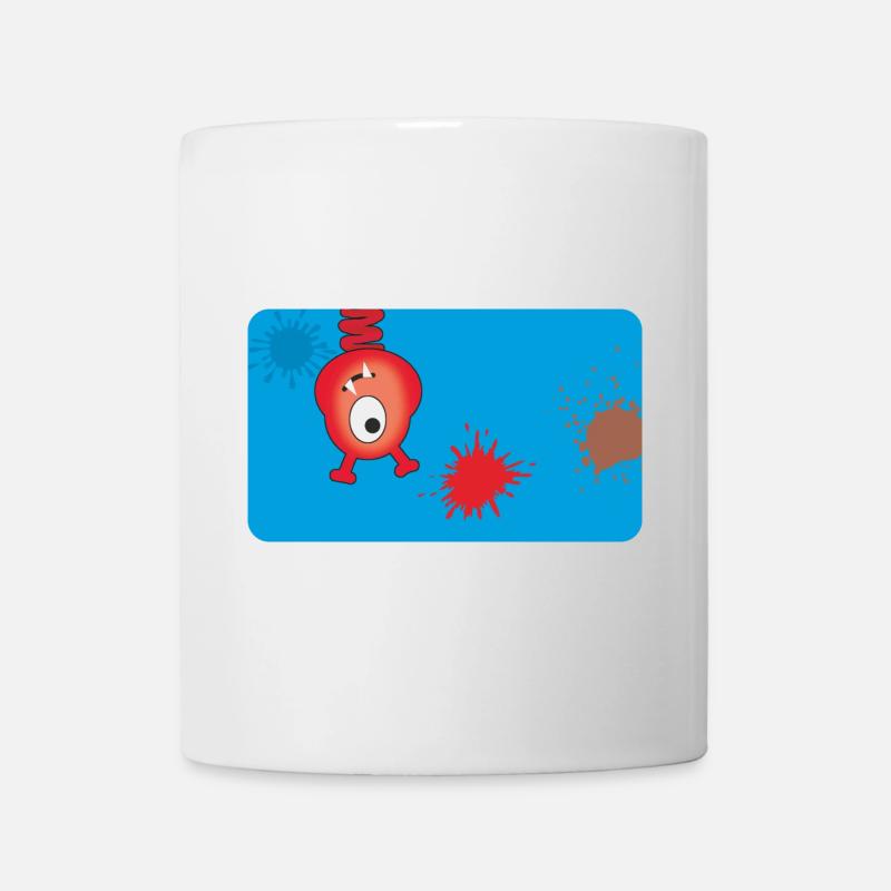Rotes Monster & Farbkleckse - blau  - Tasse - Weiß