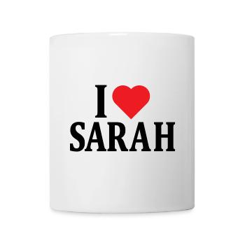 T-Shirt Ich liebe Sarah T-Shirt Geschenkidee - Tasse - Weiß - Vorne