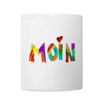 Moin Regenbogen Pinselbuchstaben - Tasse - Weiß - Vorne