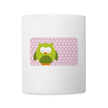 Lustige Eule mit Sternchen rosa | personalisierbar - Tasse - Weiß - Vorne
