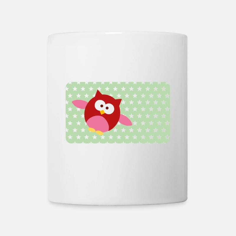Lustige Eule mit Sternchen grün | personalisierbar - Tasse - Weiß
