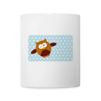 Drôle de hibou avec astérisque bleu | Personnalisable - Mug blanc - blanc - Devant