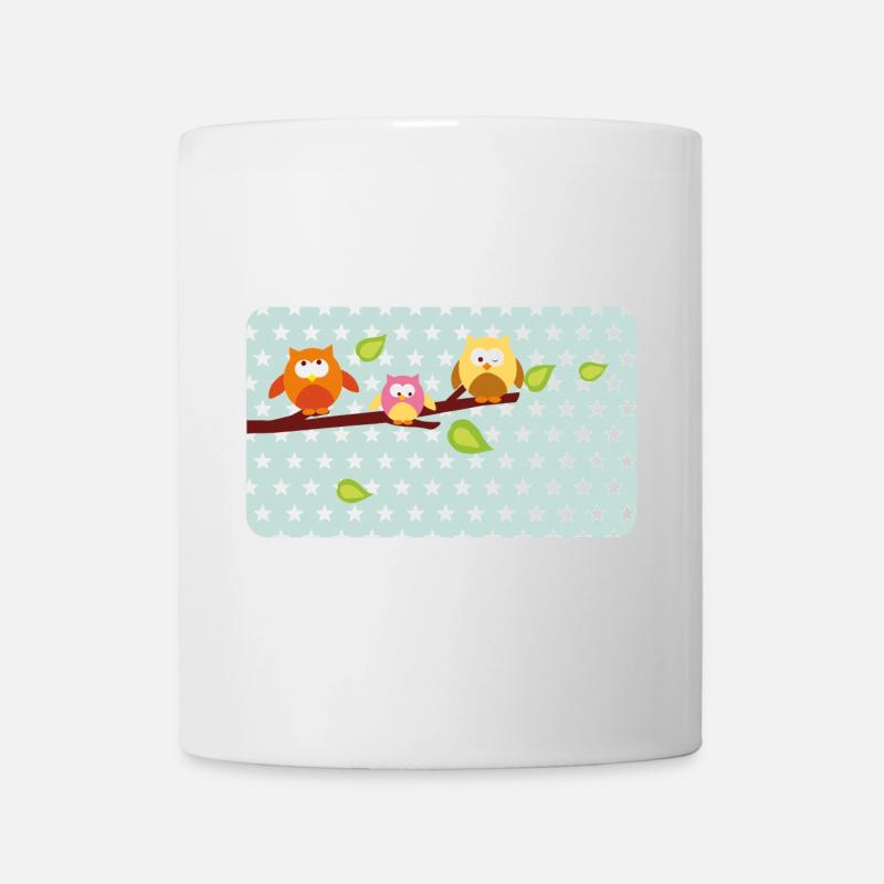Little owls with mint asterisk | Customisable - Mug - white