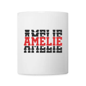 T-Shirt Amelie T-Shirt Geschenkidee gestapelter Text - Tasse - Weiß - Vorne