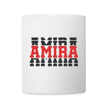 T-Shirt Amira T-Shirt Geschenkidee Gestapelter Text - Tasse - Weiß - Vorne